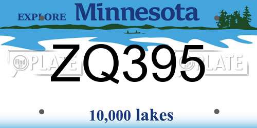 ZQ395 Minnesota License Plate