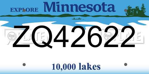 ZQ42622 Minnesota License Plate
