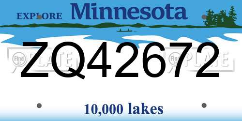 ZQ42672 Minnesota License Plate