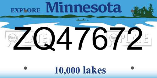 ZQ47672 Minnesota License Plate