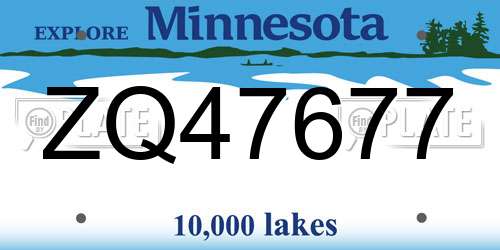 ZQ47677 Minnesota License Plate