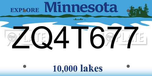 ZQ4T677 Minnesota License Plate