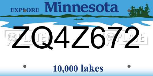 ZQ4Z672 Minnesota License Plate