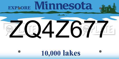 ZQ4Z677 Minnesota License Plate