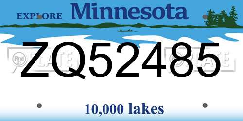 ZQ52485 Minnesota License Plate