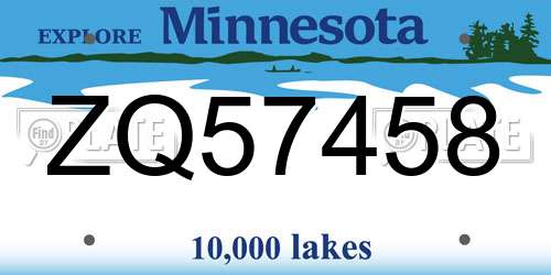 ZQ57458 Minnesota License Plate