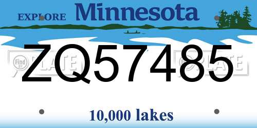 ZQ57485 Minnesota License Plate