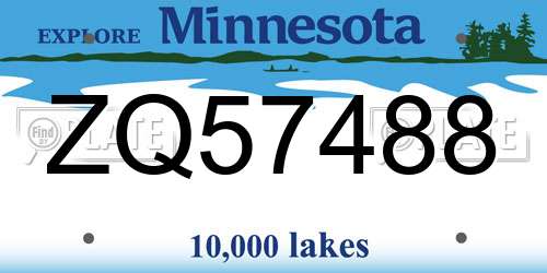 ZQ57488 Minnesota License Plate