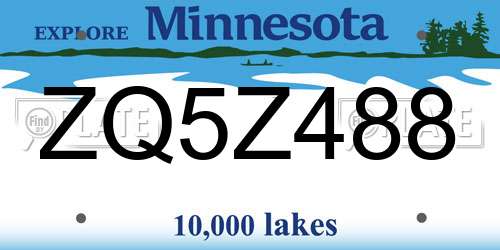 ZQ5Z488 Minnesota License Plate