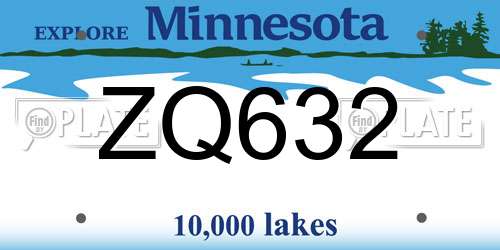ZQ632 Minnesota License Plate