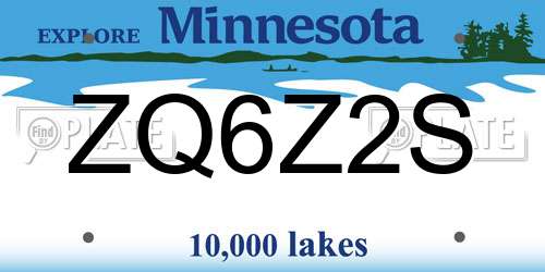 ZQ6Z2S Minnesota License Plate