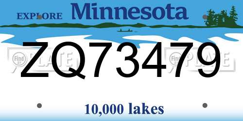 ZQ73479 Minnesota License Plate