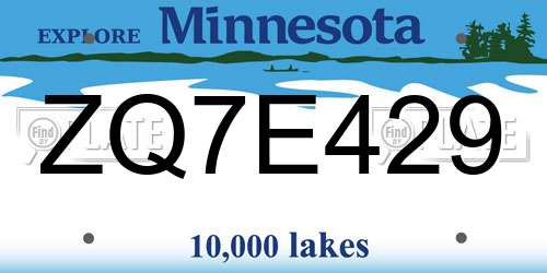 ZQ7E429 Minnesota License Plate