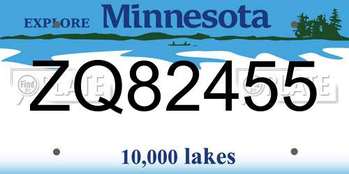 ZQ82455 Minnesota License Plate