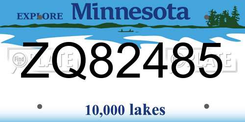 ZQ82485 Minnesota License Plate