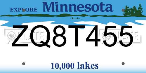 ZQ8T455 Minnesota License Plate