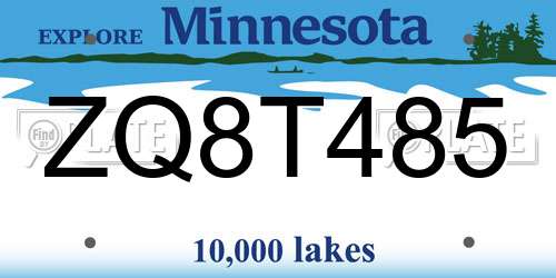 ZQ8T485 Minnesota License Plate