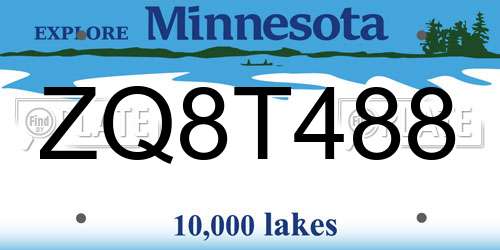 ZQ8T488 Minnesota License Plate