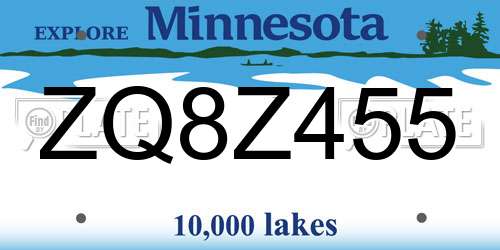 ZQ8Z455 Minnesota License Plate
