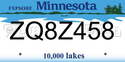 ZQ8Z458 Minnesota License Plate