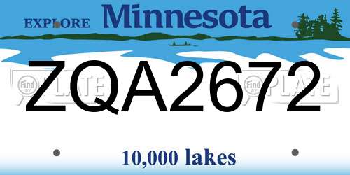 ZQA2672 Minnesota License Plate