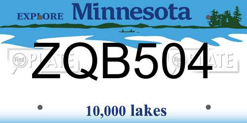 ZQB504 Minnesota License Plate