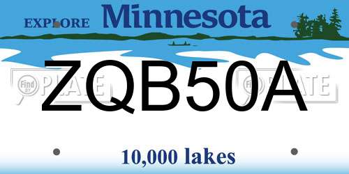 ZQB50A Minnesota License Plate