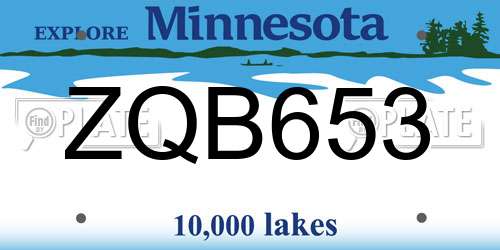 ZQB653 Minnesota License Plate