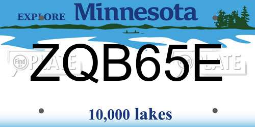 ZQB65E Minnesota License Plate