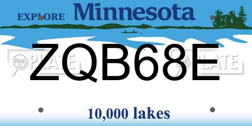 ZQB68E Minnesota License Plate