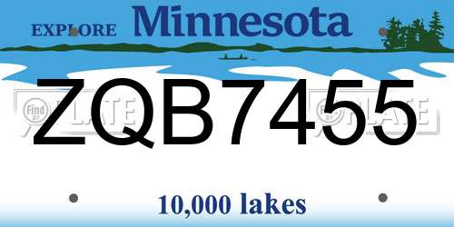 ZQB7455 Minnesota License Plate
