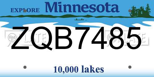 ZQB7485 Minnesota License Plate