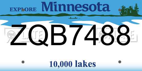 ZQB7488 Minnesota License Plate