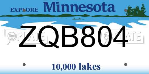 ZQB804 Minnesota License Plate
