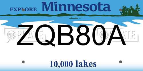 ZQB80A Minnesota License Plate