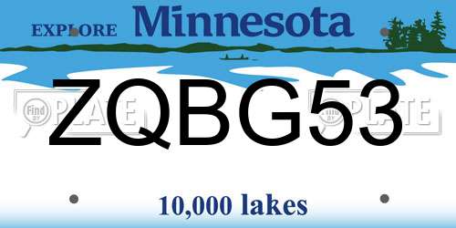 ZQBG53 Minnesota License Plate