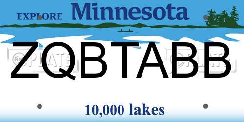 ZQBTABB Minnesota License Plate