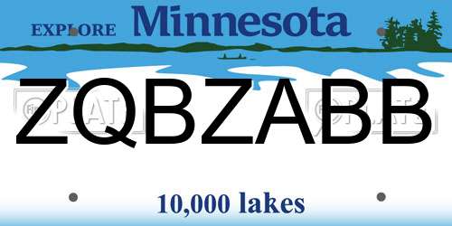 ZQBZABB Minnesota License Plate