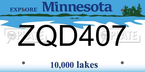 ZQD407 Minnesota License Plate