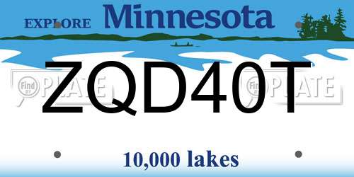 ZQD40T Minnesota License Plate