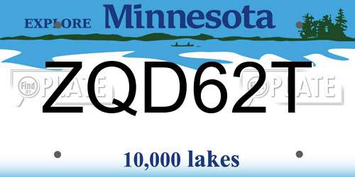 ZQD62T Minnesota License Plate
