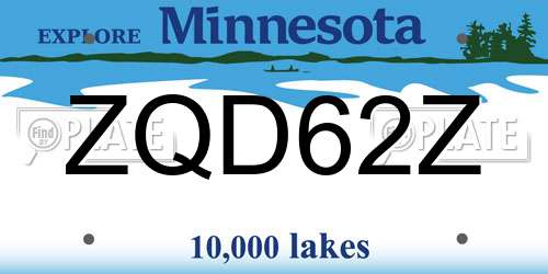 ZQD62Z Minnesota License Plate