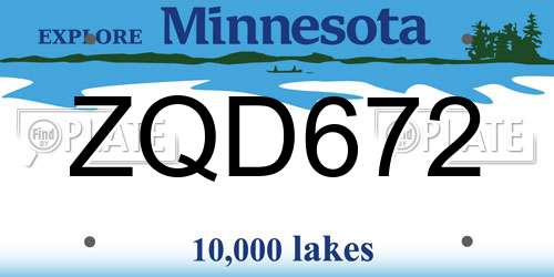 ZQD672 Minnesota License Plate
