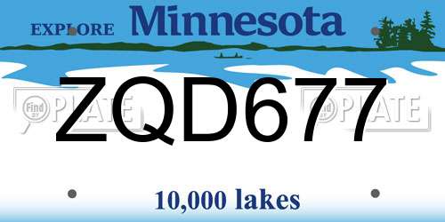 ZQD677 Minnesota License Plate