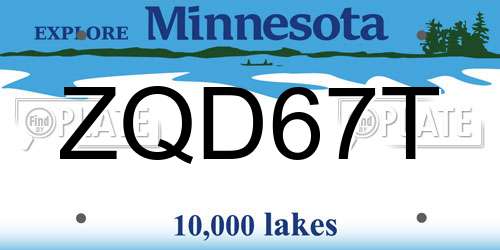 ZQD67T Minnesota License Plate