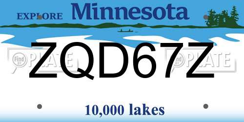 ZQD67Z Minnesota License Plate