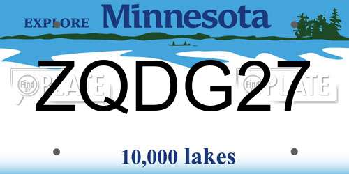 ZQDG27 Minnesota License Plate