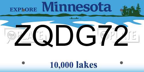 ZQDG72 Minnesota License Plate