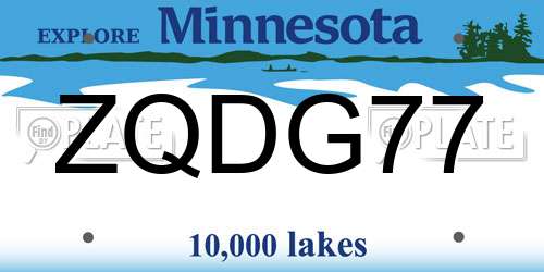 ZQDG77 Minnesota License Plate