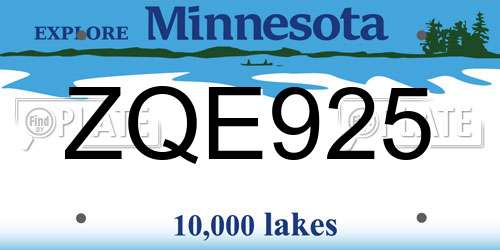 ZQE925 Minnesota License Plate